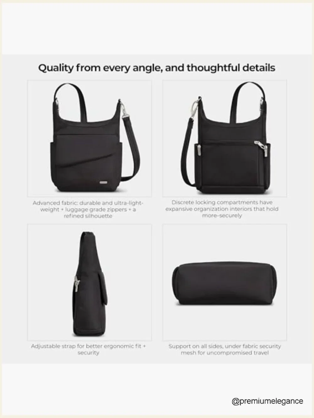 Anti-Theft Messenger Bag with RFID Blocking & Locking Zippers